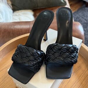 Marc Fisher Black Braided Heeled Sandals